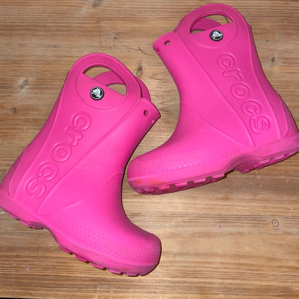 Girls Pink Crocs Handle It Rainboots